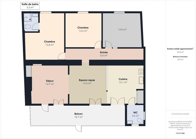 Appartement - 102 m² - 4 pièces