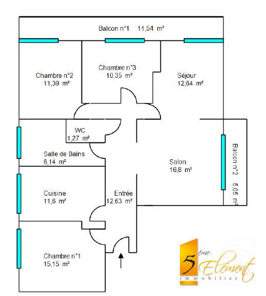Appartement - 98 m² - 5 pièces