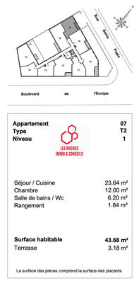 Appartement - 44 m² - 2 pièces