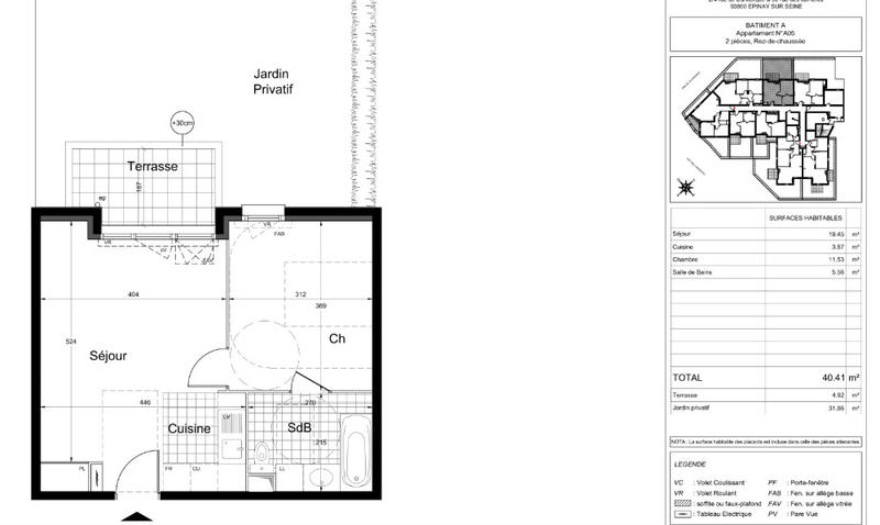 Appartement - 40 m² - 2 pièces
