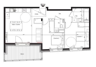 Appartement - 64 m² - 3 pièces