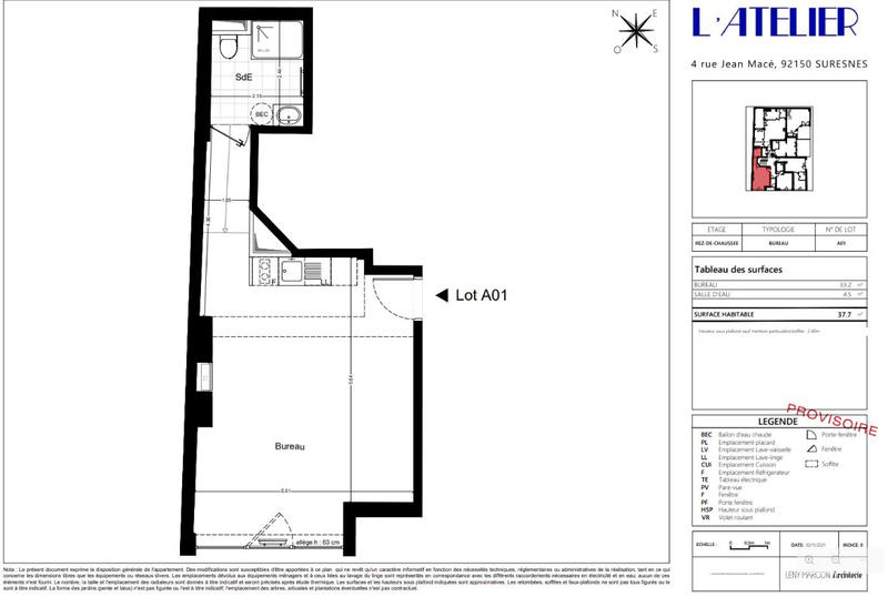 Studio - 37 m² - 1 pièce