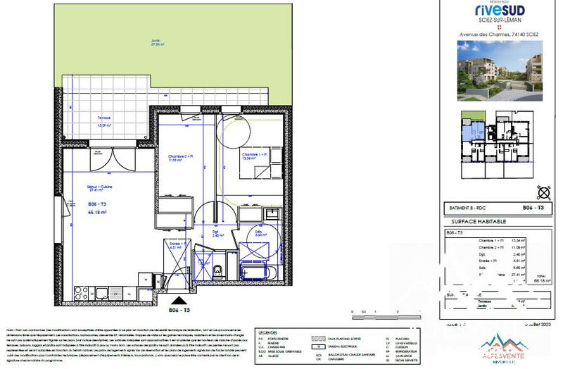 Appartement - 66 m² - 3 pièces