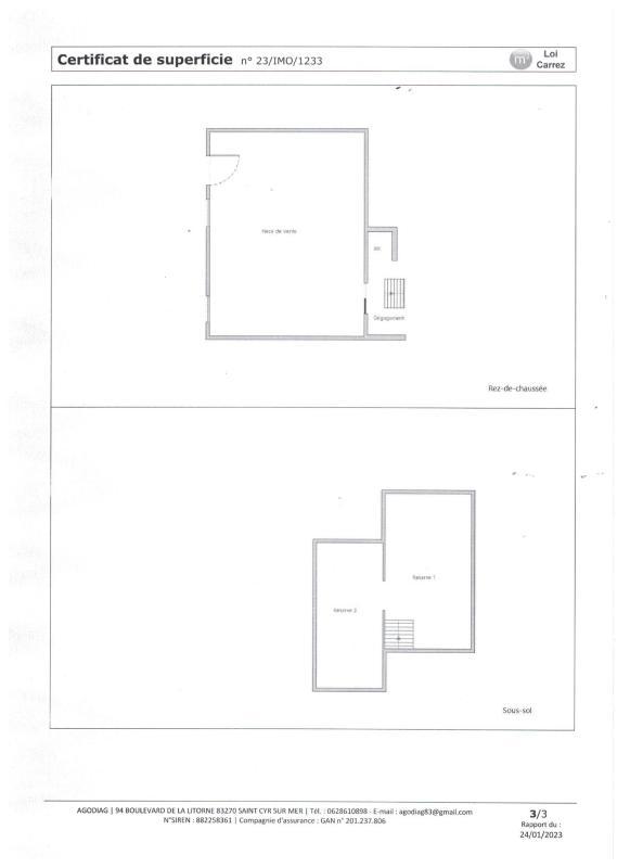 Bureau - 60 m² - 3 pièces