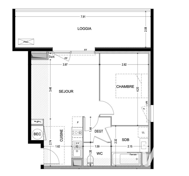 Appartement - 42 m² - 2 pièces
