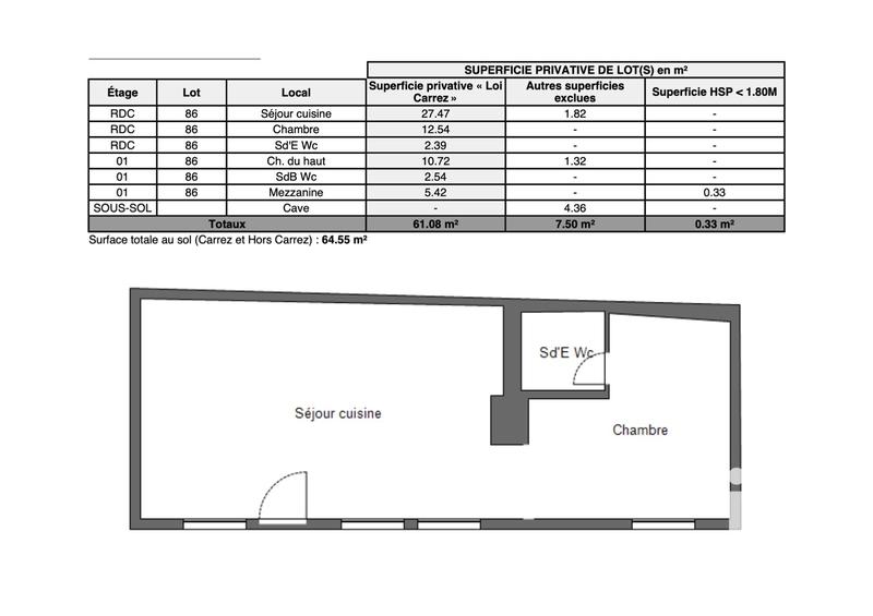 Duplex - 65 m² - 3 pièces