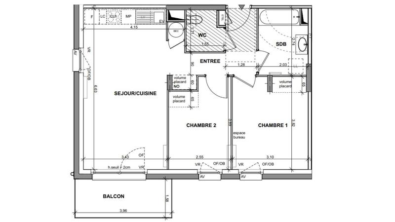 Appartement - 58 m² - 3 pièces