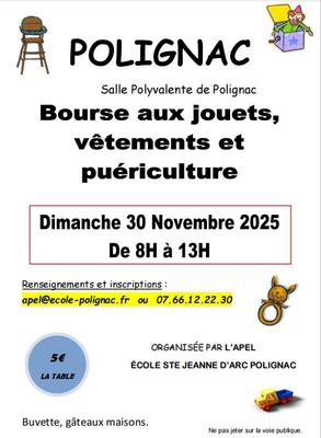 Bourse jouets, vêtements, puériculture