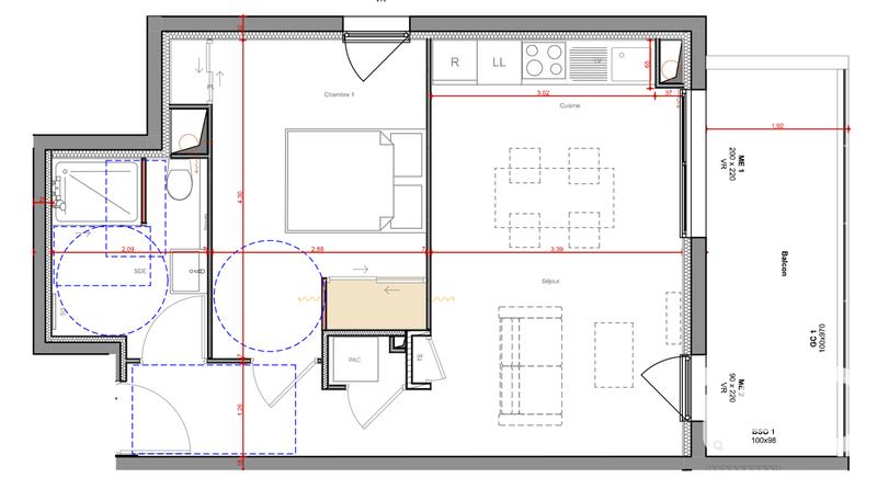 Appartement - 41 m² - 2 pièces