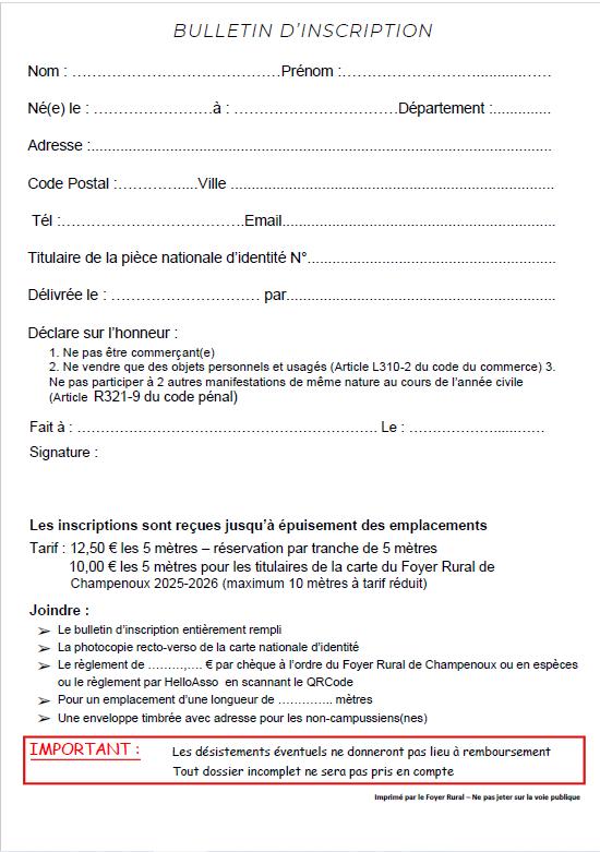 Vide greniers du Printemps