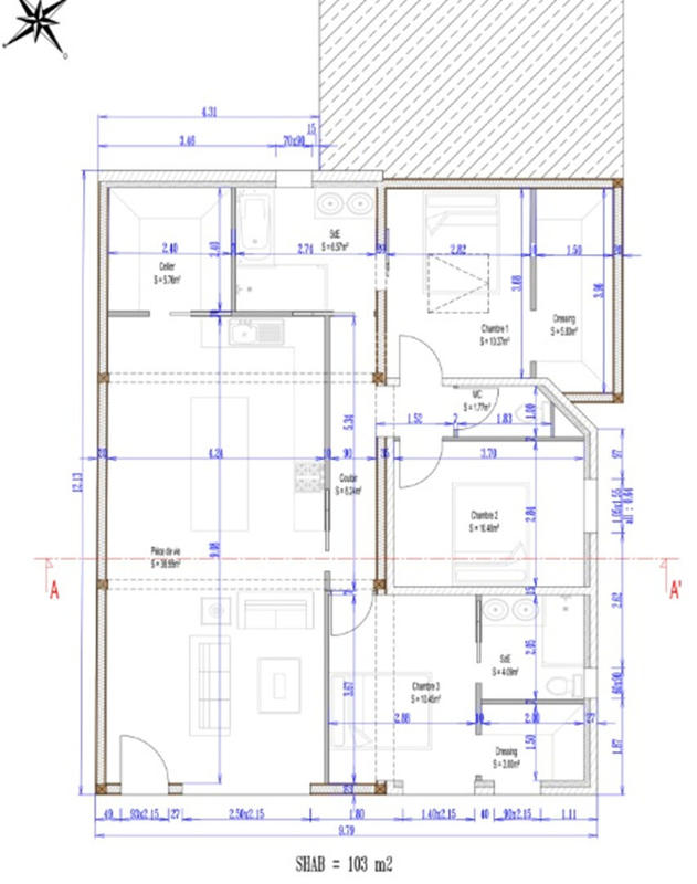 Maison - 104 m² - 4 pièces