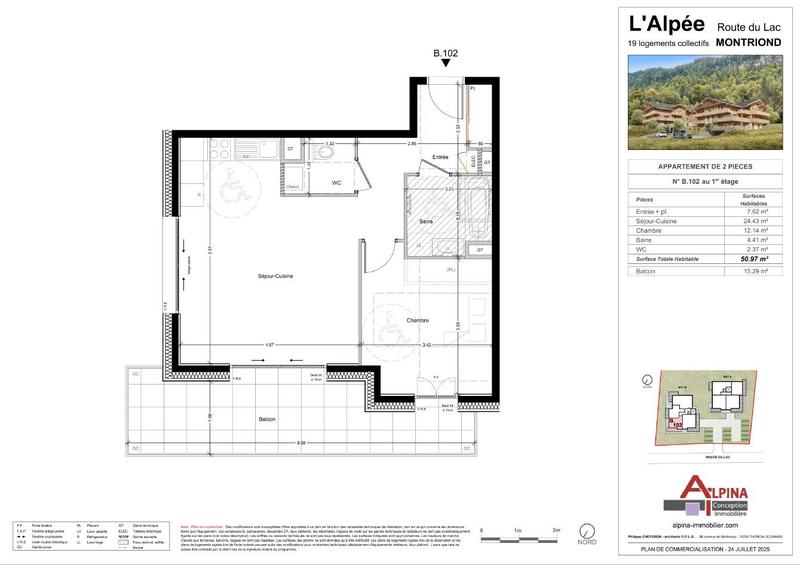 Appartement - 51 m² - 2 pièces