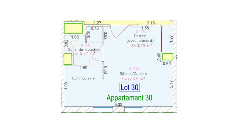 Appartement - 19 m² - 1 pièce