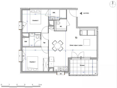 Appartement - 61 m² - 3 pièces