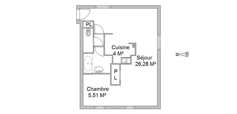 Appartement - 42 m² - 2 pièces