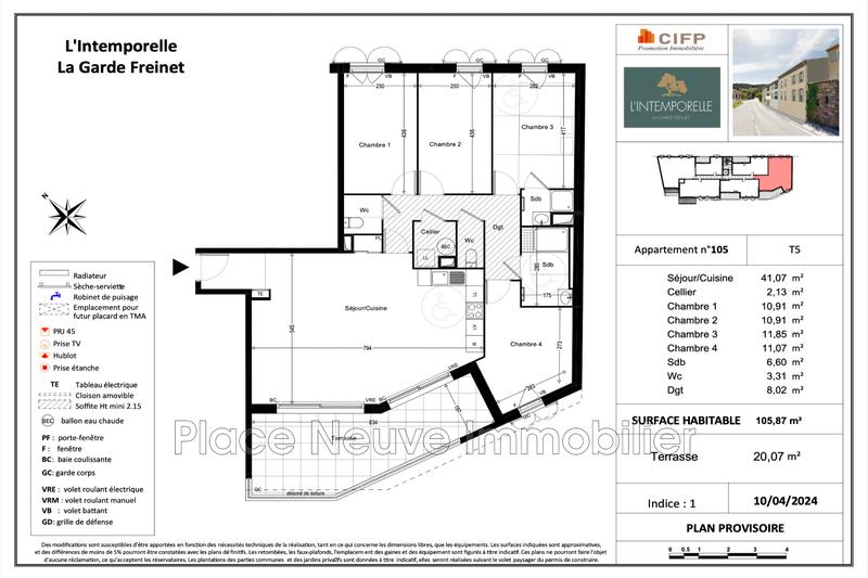 Appartement - 105 m² - 5 pièces