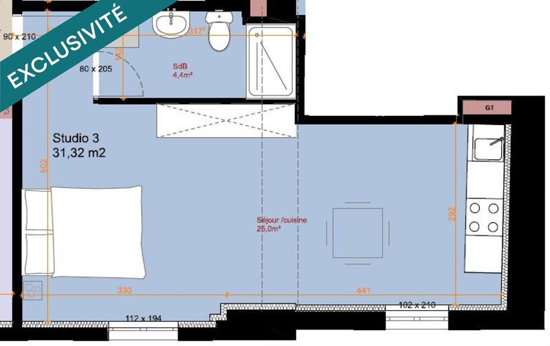 Appartement - 31 m² - 1 pièce