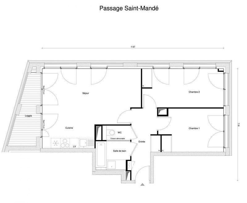 Immeuble - 69 m² - 3 pièces