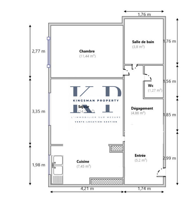 Appartement - 49 m² - 2 pièces
