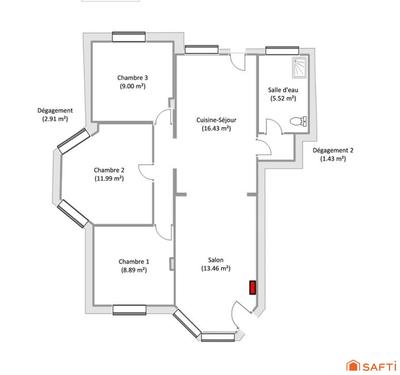 Appartement - 70 m² - 4 pièces