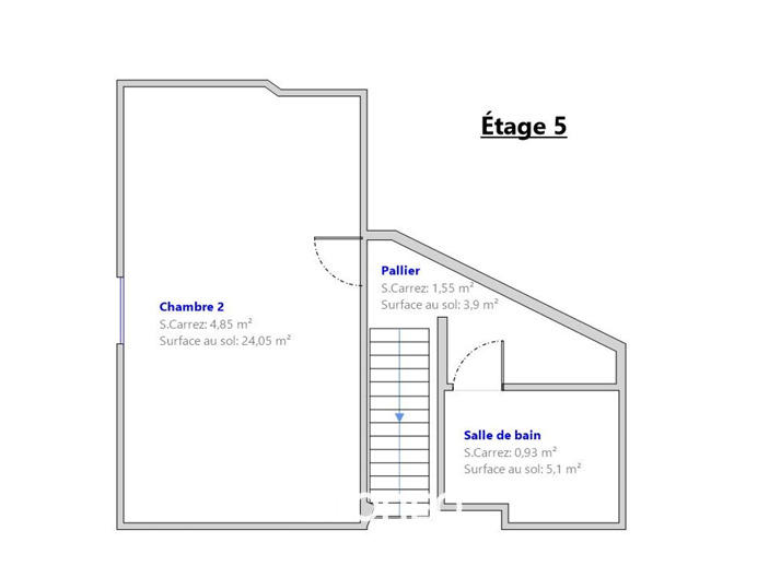 Appartement ancien - 52 m² - 3 pièces