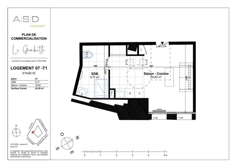 Appartement - 24 m² - 1 pièce