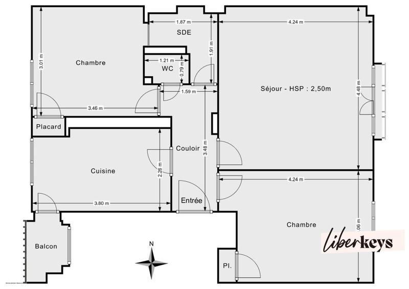 Appartement - 59 m² - 3 pièces