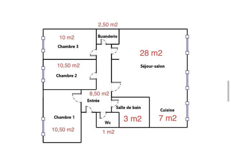 Appartement - 80 m² - 5 pièces