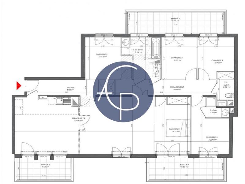 Appartement - 140 m² - 6 pièces