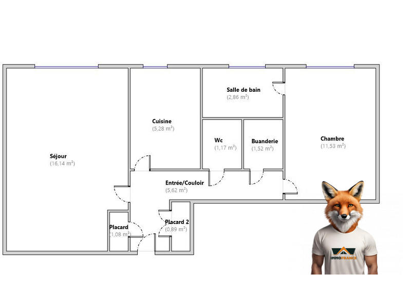 Appartement - 46 m² - 2 pièces