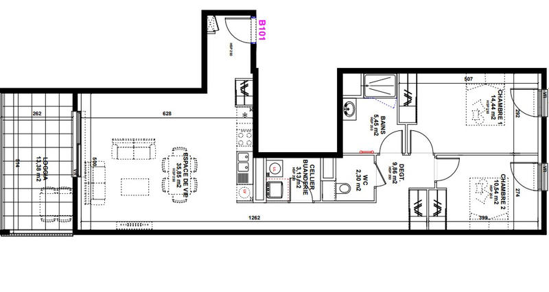 Appartement - 82 m² - 3 pièces