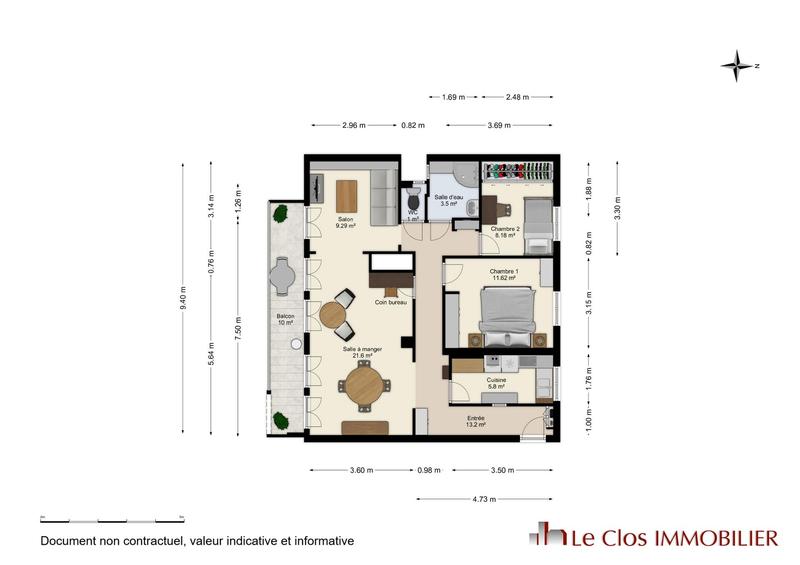 Appartement - 73 m² - 3 pièces