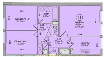 Appartement - 70 m² - 3 pièces