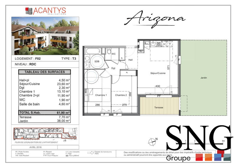 Appartement - 62 m² - 3 pièces