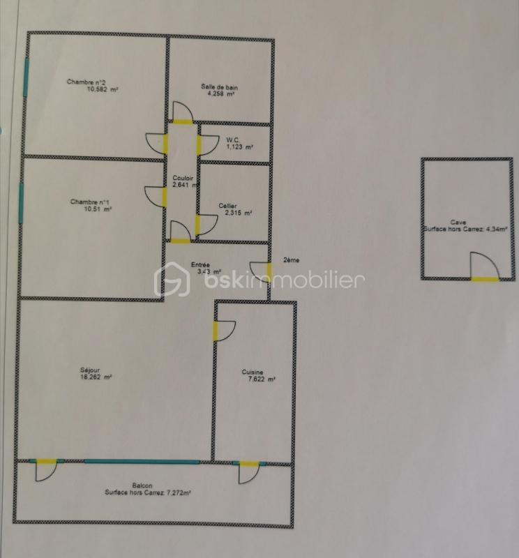 Appartement - 60 m² - 3 pièces
