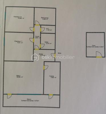 Appartement - 60 m² - 3 pièces