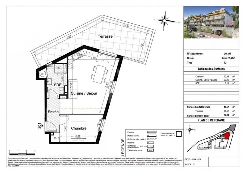 Appartement - 45 m² - 2 pièces