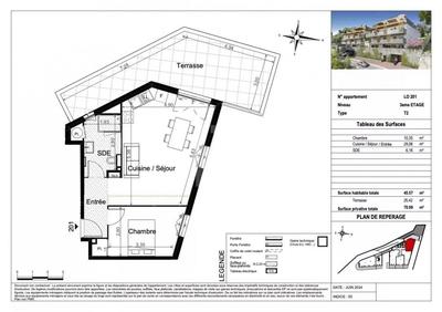 Appartement - 45 m² - 2 pièces