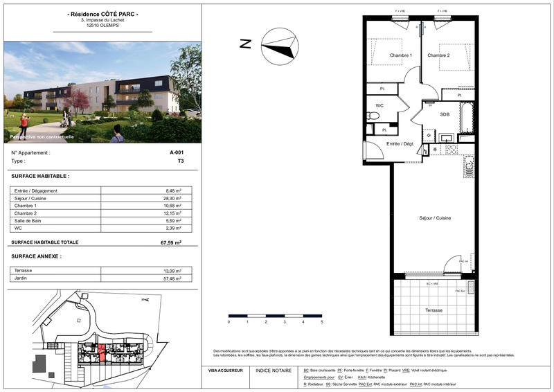 Appartement - 65 m² - 3 pièces