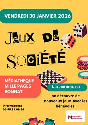 Jeux de société à la médiathèque Mille Pages à Bonnat