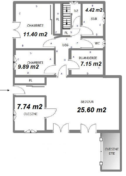 Maison - 80 m² - 4 pièces