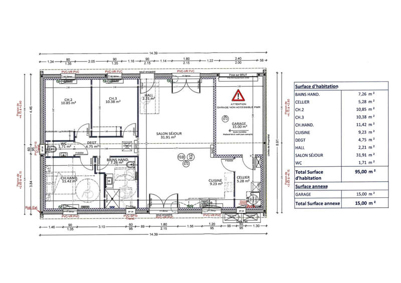 Maison - 95 m² - 5 pièces