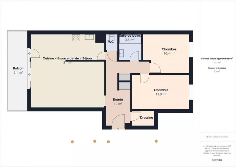 Appartement - 73 m² - 3 pièces