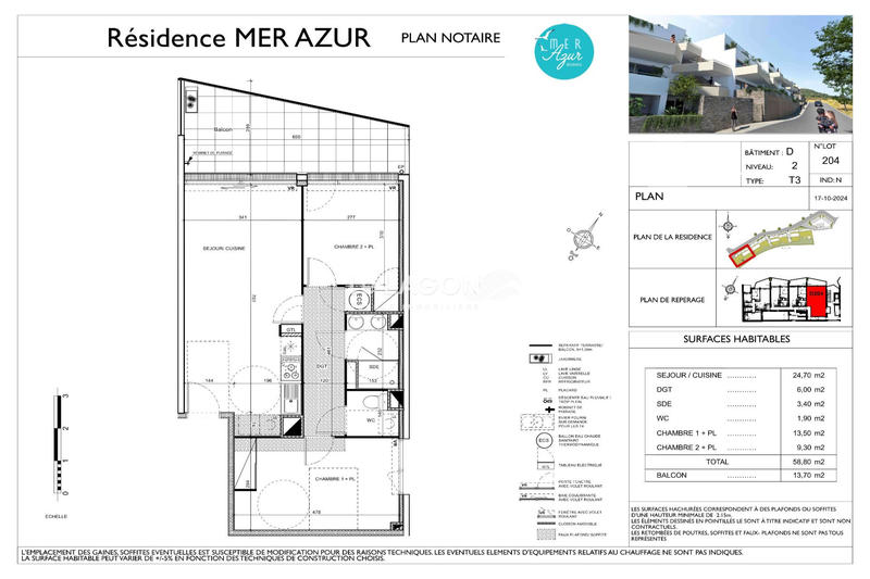 Appartement - 59 m² - 3 pièces