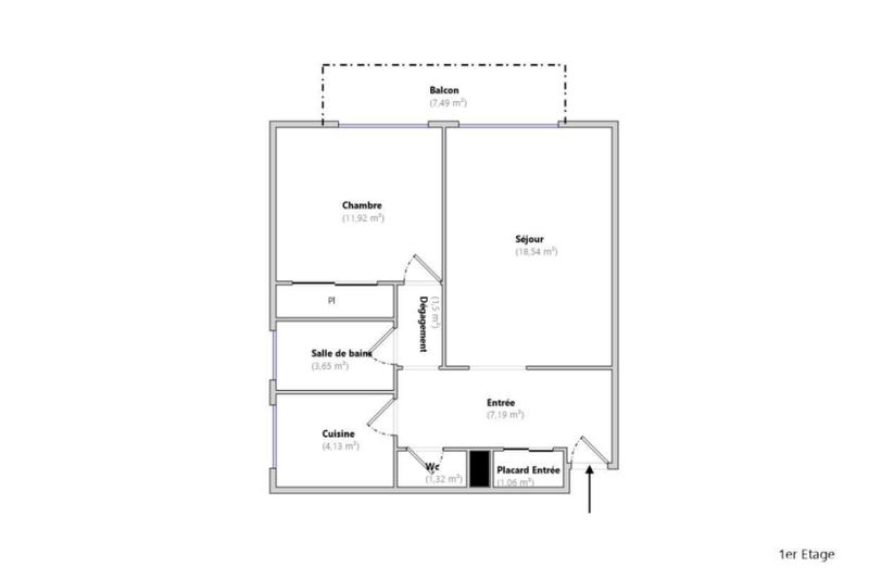 Appartement - 49 m² - 2 pièces