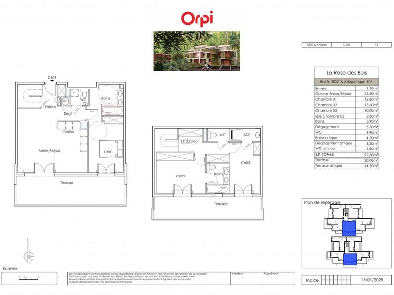Appartement - 92 m² - 4 pièces