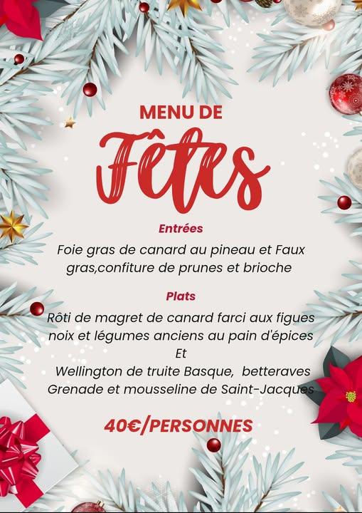 Menu de fête à emporter au restaurant l'Abstrait