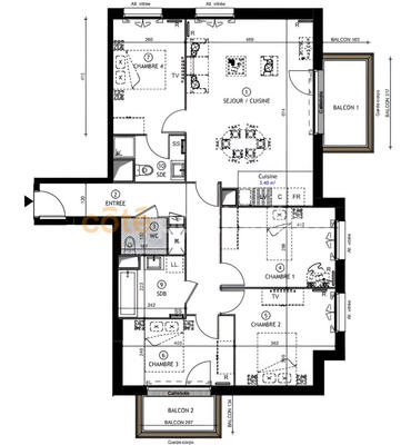 Appartement - 98 m² - 5 pièces