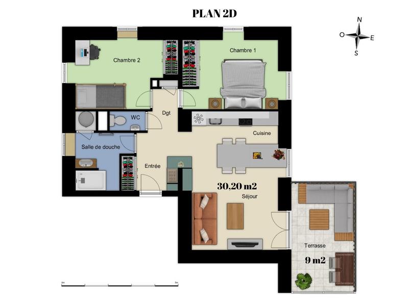 Appartement - 60 m² - 3 pièces