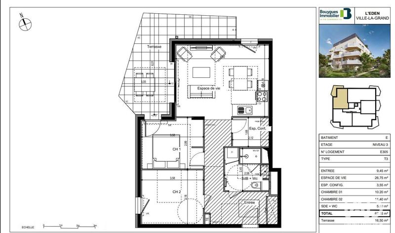 Appartement - 67 m² - 3 pièces